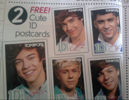  1D = Heartthrobs (Enternal Love) 1D Photocards In 상단, 맨 위로 Of The Pops Mag!! 100% Real ♥