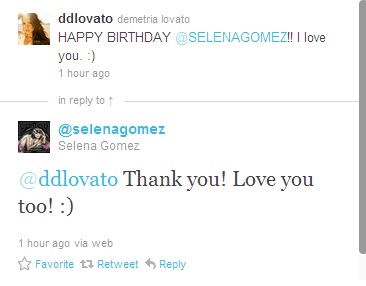  Demi tweets Happy Birthday to Selena :)
