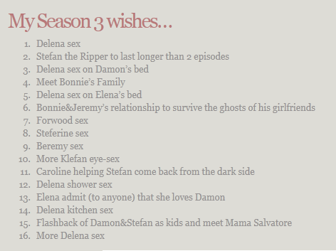  My Season 3 Wishes :P