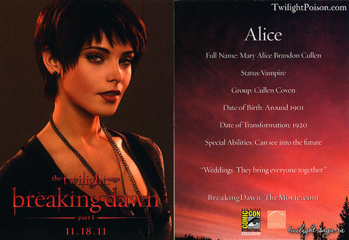  Alice Cullen - Comic Con promotional cards