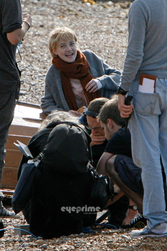 Dakota Fanning and Jeremy Irvine on the Set of Now is Good in Brighton, UK, July 25