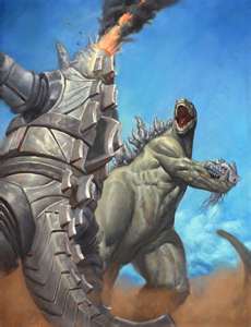  Godzilla ripping off Mechagodzilla's head.