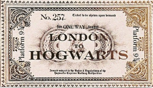  Лондон to Hogwarts - Hogwarts Express Ticket