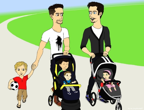  Brandon and Rufus in the park with their kids