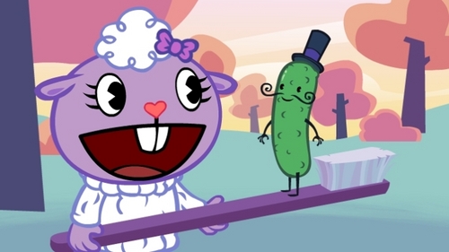  Lammy and Mr. Pickles with a giant toothbrush