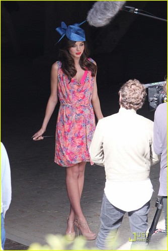Miranda Kerr is all smiles on the set of a photo shoot on Sunday (July 31) in Sydney