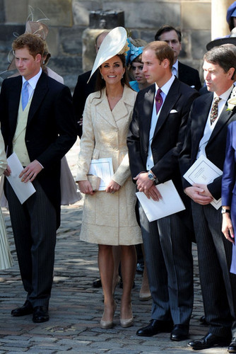  The Duke and Duchess of Cambridge leave the Canongate Kirk on Edinburgh's historic Royal Mile