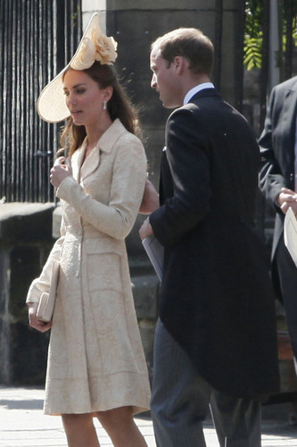  The Duke and Duchess of Cambridge leave the Canongate Kirk on Edinburgh's historic Royal Mile