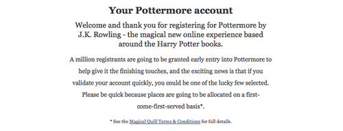  Your Pottermore Account
