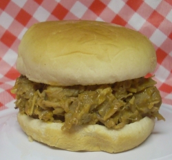 bbq pork sandwich from Maurice's bbq in Columbia, SC