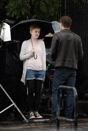  Dakota Fanning and Jeremy Irvine film “Now Is Good” in London, Aug 4