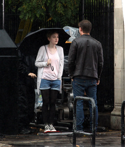  Dakota Fanning and Jeremy Irvine film “Now Is Good” in London, Aug 4