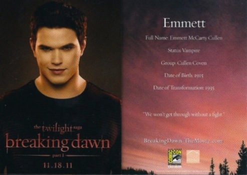  Emmett Cullen Breaking Dawn Trading Card