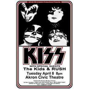  Kiss 1975 Akron buổi hòa nhạc Poster