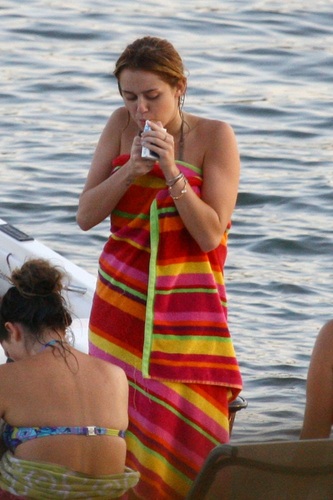 Miley - Enjoys a relaxing day with friends in Orchard Lake, MI - July 31, 2011