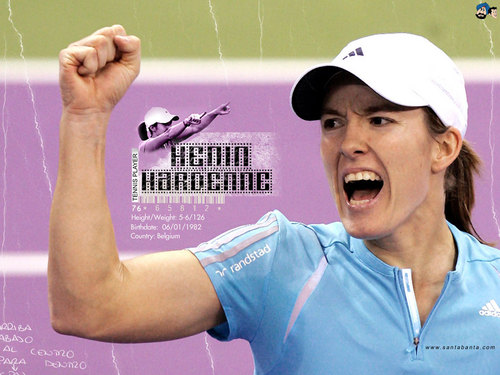 Justine Henin-Hardenne in ピンク Court Victory