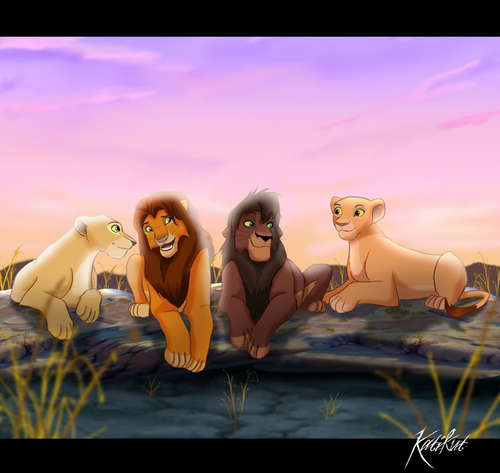 Kovu, Kiara, Simba and Nala