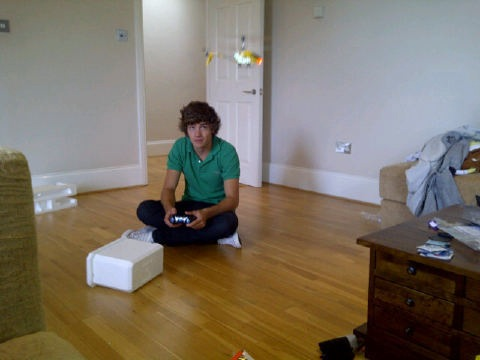  Liam in his new flat.