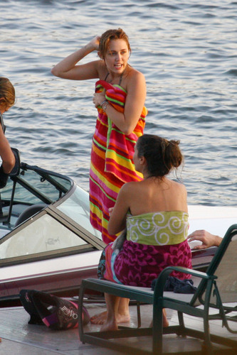 Miley Cyrus With Friends In Orchard Lake,MI - 31. July