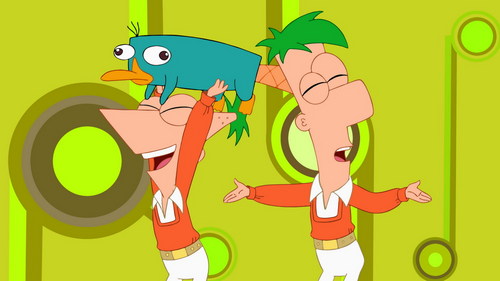  Phineas and Ferb dancing and Пение with Perry