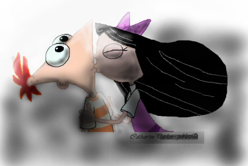  Phineas and Isabella Kissing Art
