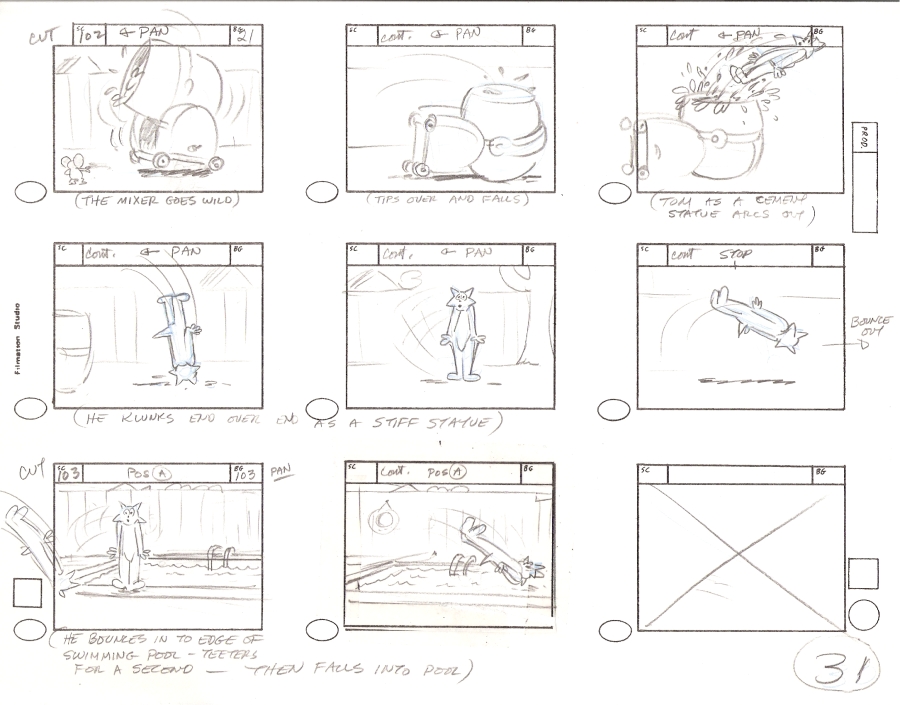 Original Hand Drawn Tom & Jerry Production Storyboard