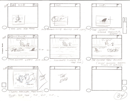 Original Hand Drawn Tom & Jerry Production Storyboard