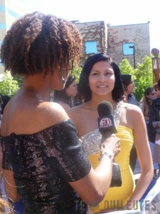 Photo of Tinsel Korey Being Interviewed at the TCAs