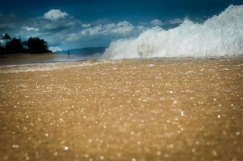  Sand & Water View On Hawaiian Beach, Oahu