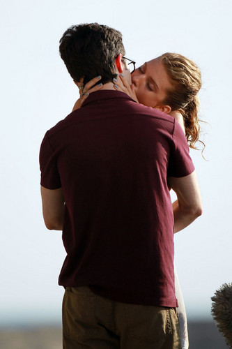  AnnaLynne McCord kisses a co-star on the set of the new series of "90210" in Los Angeles