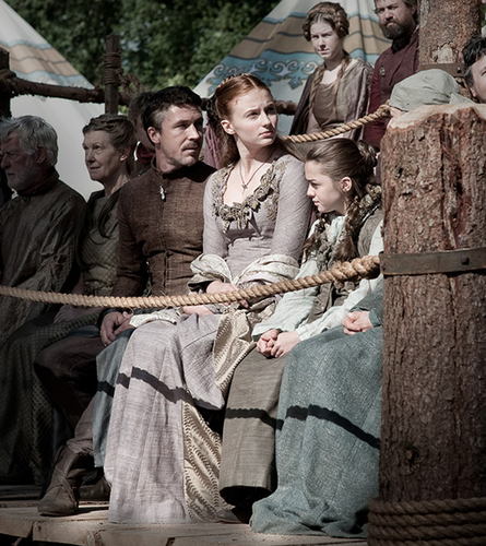  Sansa and Arya Stark with Petyr Baelish