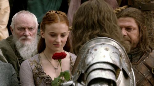 Sansa and Eddard Stark with Loras Tyrell