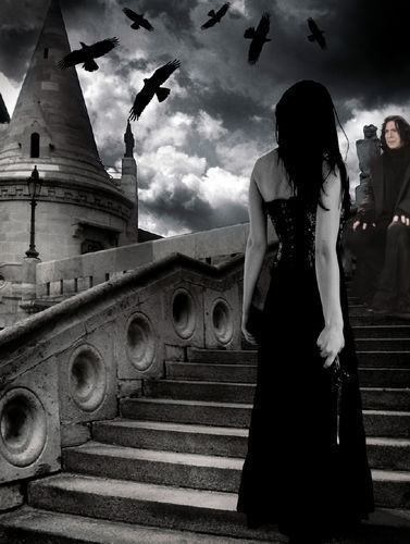 Severus and a lady at Hogwarts